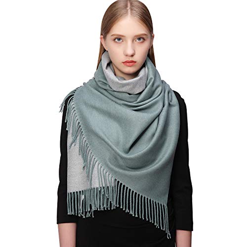 RIIQIICHY Donna Sciarpa Scialle Pashmina Invernale Elegante Lungo Morbida Rversibili Stole Avvolgere Turchese e Grigio