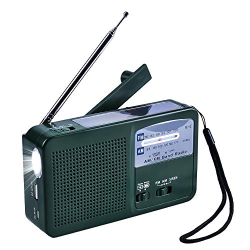 Olycism FM AM Radio Portatile solare e manovella d’emergenza Solar radio con Allarme SOS Torcia e PAWERBANK per Smartphone