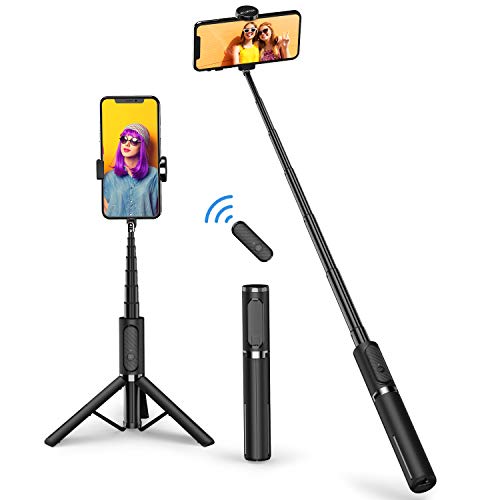 ATUMTEK Bastone Selfie Treppiede, Mini 3 in 1 Selfie Stick Bluetooth Estensibile in Alluminio con Telecomando Wireless con Rotazione a 270° per iPhone XS Max/XS/XR/X/8, Samsung e Smartphone