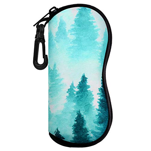 MoKo Custodia per Occhiali da Sole, Astuccio Portatile a Cerniera di Neoprene Morbido con Clip da Cintura, per Occhiali, Montature, Cosmetici, Chiavi, Penne, Schede, ECC - Inchiostro Foresta