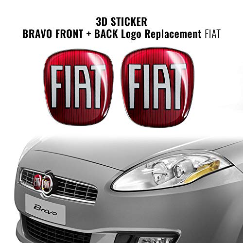 AMS 14214-14181A Adesivo Fiat 3D Ricambio Logo Anteriore + Posteriore per Bravo