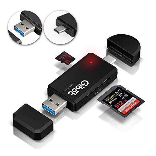 Gibot 3.0 USB Type C Lecteur de Carte SD USB Adaptateur USB 3.0 Lecteur de Carte mémoire pour SDXC, MMC, Micro SD, Carte Micro SDHC pour Android, Macbook et PC Portable