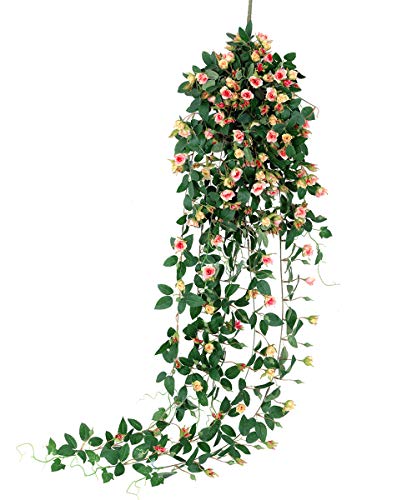 Tifuly 1 Confezione Ghirlanda di Rose Artificiali, 5FT Rose finte appese pianta da Parete Fiore edera Vite per la casa Camera da Giardino Decorazione del Ristorante da Sposa(Rosa Chiaro)