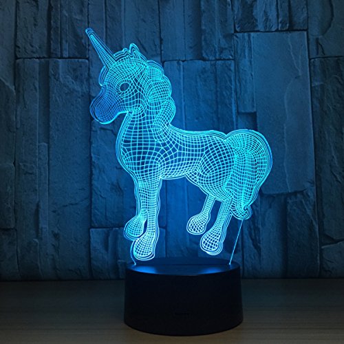 Unicorno 3D Illusion Lampada Led Night Light 7 colori Lampeggiante e Touch Switch USB Powered Camera da letto Lampada da tavolo per i bambini Regali Decorazione della casa