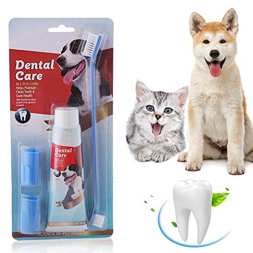 SEGMINISMART Dentifricio per Cani,Kit per Cure odontoiatriche per Cani,Denti-Cane Dentifricio per Cani,Contro Placca e Carie,Sapore di Manzo