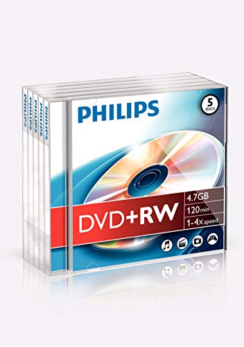 Philips Dvd+rw 4.7 GB DVDRW1S04/600 - Confezione da 5