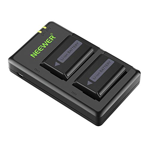 Neewer Fotocamera NP-FW50 Caricabatterie Set per Sony A6000, A6500, A6300, A6400, A7, A7II, A7RII, A7SII, A7S, A7S2, A7R, A7R2, A55, A5100, RX10 (2-Pacchetto, Micro USB Porta, 1100mAh)