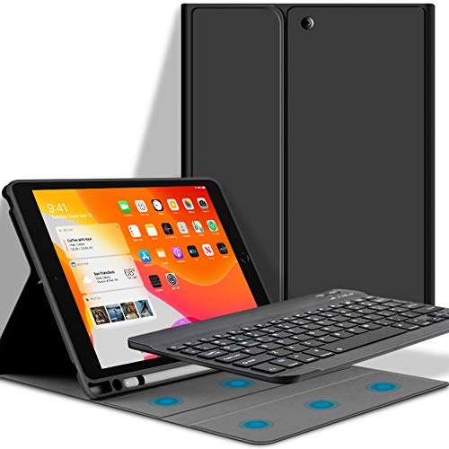 GOOJODOQ Custodia Tastiera per iPad 10.2, Custodia con Tastiera per iPad 10.2 (2019 7 Gen)/(2020 8 Gen),Magnetica Cover con Tastiera Bluetooth Staccabile