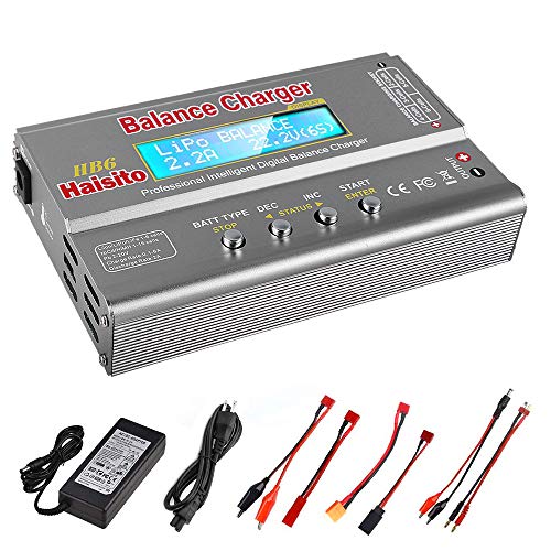 Haisito Caricabatterie Bilancia a Batteria Lipo 80W 6A Scaricatore per LiPo / Li-Ion / Life Batteria (1-6S), NiMH / NiCd (1-15 S), Rc Caricabatteria per Batteria Hobby con Alimentatore CA