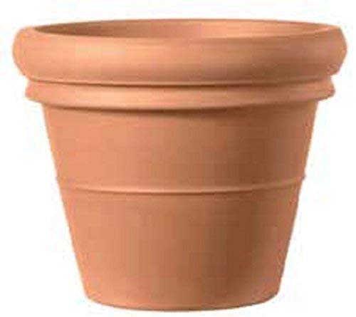 VASO DOPPIO BORDO IN TERRACOTTA + SOTTOVASO IN TERRACOTTA PER PIANTE E FIORI; DIAMETRO CM. 47, ALTEZZA CM. 42. SOTTOVASO CM. 36 .ARREDO CASA GIARDINO TERRAZZO