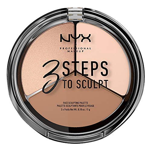 NYX Professional Makeup Palette Sculpting 3 Steps to Sculpt, Palette Contouring, Illuminante e Blush, Fair, Confezione da 1