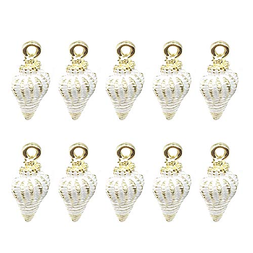 Kentop - 10 ciondoli decorativi a forma di conchiglia, per braccialetti, collane fai da te, dimensioni 0,9 x 1,9 cm 0.9*1.9cm bianco