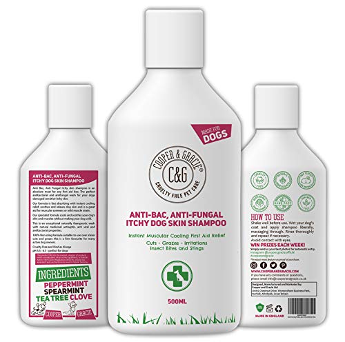 C&G Pets, shampoo anti-batterico anti-fungino per la pelle del cane, ad assorbimento rapido, trattamento terapeutico naturale, rinfrescante istantaneo, primo soccorso, sollievo per tagli, graze