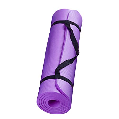 Rmoon Tappetino da Yoga Tappetino per Esercizio Ambientale Antiscivolo per Casa Fitness Pilates Ginnastica con Cinturino Yoga Mat Piccolo 15 MM Durevole Spesso (Viola)