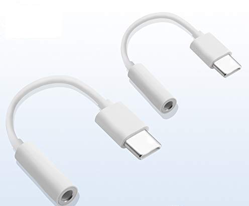CHENME Adattatore per cuffie USB C a 3.5 mm, da USB tipo C a jack AUX da 3.5 mm, per Huawei P20/P20 Pro/P30/P30 Pro, Xiaomi 6/8, Mix 2/3, OnePlus6T, bianco, (2 pezzi)