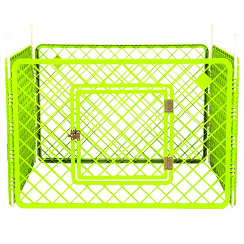 Iris Ohyama, cane parco / outdoor gabbia / recinto / cuccia quattro elementi - animali Circle - H-604, plastica, verde, peso di 6,3 kg, 90 x 90 x 60 cm