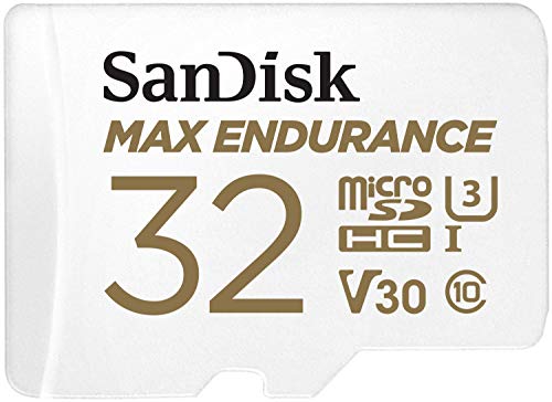 SanDisk MAX Endurance Scheda microSDHC 32 GB per Videosorveglianza Domestica e Dashcam, con Adattatore SD, 15.000 ore di Endurance