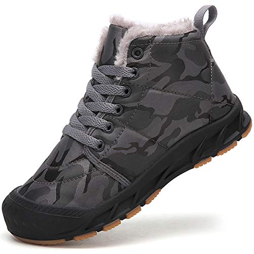 AFFINEST Stivali da Neve Ragazzi Ragazze Invernali Stivaletti Caldo Pelliccia Scarpe Scarponi Sportive Boots per Bambini,Grigio,32 EU