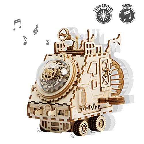 ROKR Laser Cut 3D Puzzle di Legno-Handcraft Music Box Kit-Modello Meccanico Kit Giocattoli per Bambini o Adulti-Miglior Regalo per-Compleanno / Giorni di Natale-Space Vehicle