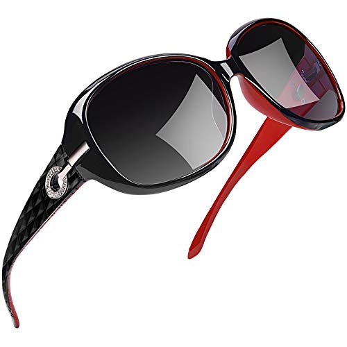 Joopin Occhiali da Sole Polarizzati da Donna Vintage Grandi, Moda Oversize Occhiale Specchiati Lenti Polarizzate Antiriflesso Protezione UV (Rosso)
