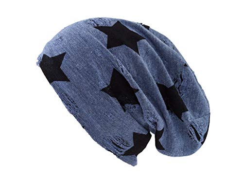 shenky - Cappello Leggero in Jersey XXL - per l’Estate - Blu con Stella, Effetto vissuto