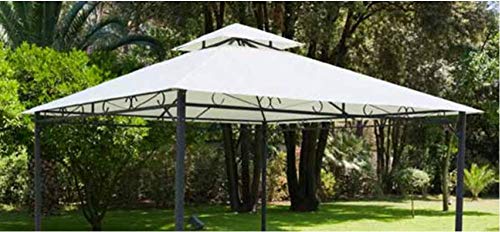 Top Telo di Copertura per Gazebo Ricambio 3x3mt Beige con Airvent aggancio spigoli Solo Telo