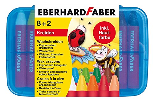 Eberhard Faber 524011 - Pastelli a Cera triangolari, 10 pz., Confezione in plastica