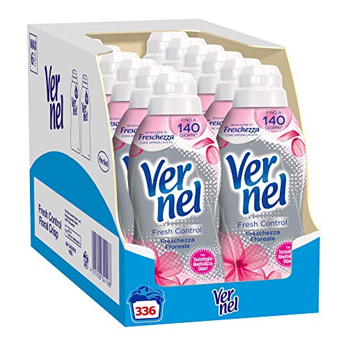 Vernel Fresh Control, Ammorbidente Lavatrice con Neutralizza Odori, Freschezza Floreale, Adatto anche alle Pelli Sensibili, 336 Lavaggi