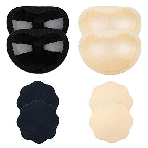 Joeyer Imbottiture Reggiseno, 2 Paia Imbottiture Autoadesive Reggiseno + 2 Paia Adesivi per Capezzoli, Inserti Reggiseno Push Up Adesivi per Gli Sport Bikini