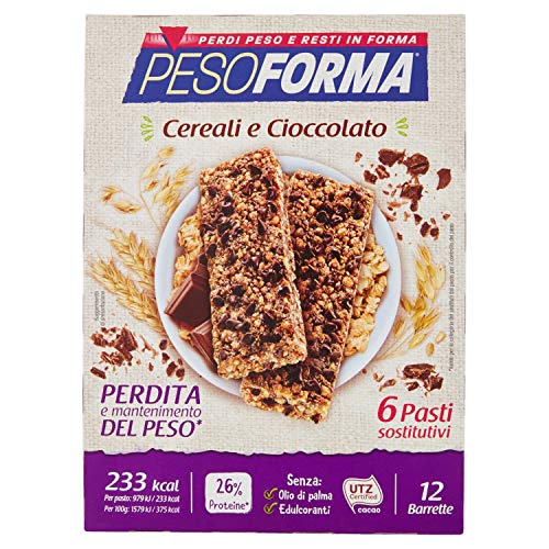 Pesoforma Barrette Cereali Croccanti e Cioccolato - Pasti sostitutivi dimagranti SOLO 231 Kcal - Ricco in proteine - 6 pasti