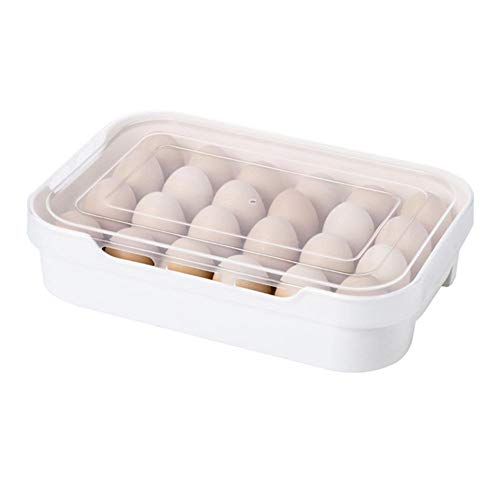24 Griglie Vassoio portauovo Frigorifero, Scatola portaoggetti per uova in plastica Coperchio frigorifero antiscivolo Portauovo portatile con coperchio