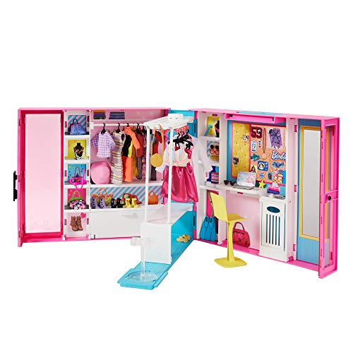 Barbie Armadio dei Sogni largo 60 cm, con 5 Abiti Diversi e +30 Accessori, Bambola non Inclusa, Giocattolo per Bambini 3+ Anni, GPM43