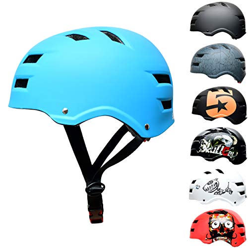 SkullCap® BMX & Casco per Skater Casco - Bicicletta & Monopattino Elettrico, Design: Blue Ocean, Taglia: M (55-58 cm)