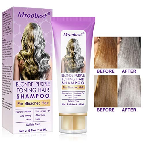 Purple Shampoo, No Yellow Shampoo, Idratante per capelli Brassy, Silver ＆ color, capelli decolorati e schiariti, toner per capelli decolorati-100ML