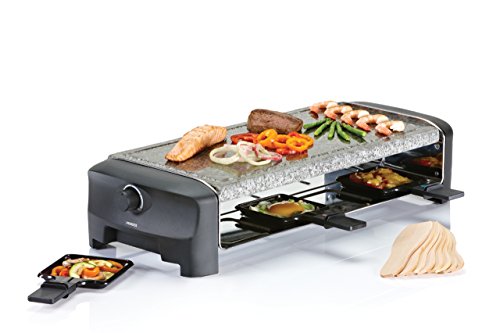 Princess 162830 8 Stone Grill Party Raclette elettrica con griglia in Pietra ollare, 1300 W, Plastica