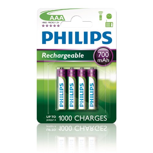 4 batterie ricaricabili AAA Philips da 700 mAh - ideali per telefoni cordless Gigaset