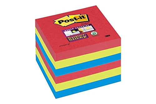 Post-it 84239 Foglietti Super Sticky, 90 Fogli, Confezione da 6 Blocchetti, 76 mm x 76 mm, Colori Bora Bora