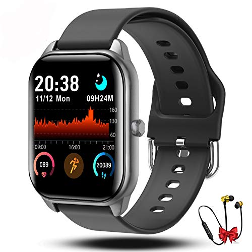 Smartwatch Orologio Fitness Uomo Donna Bambini Impermeabile Cardiofrequenzimetro Polso Contapassi Activity Tracker Smart Watch Offerta Bluetooth Sport Orologio Cronometro per Android iOS(Nero)