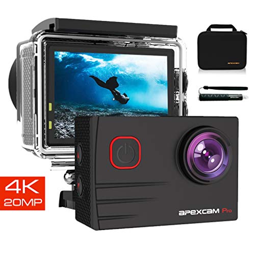 【2020 Nuova 】Apexcam 4K Action Cam Pro 20MP EIS WIFI Fotocamera Impermeabile 40M Sott'acqua Ultra HD Sports Camera Mic Esterno 2'' 2.4G Telecomando 170°Grandangolo con 2x1200mAh Batterie e Accessori