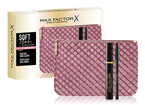 Max Factor, Confezione Regalo Donna Soft Glam Collection, Pochette con Mascara Volumizzante 2000 Calorie e Matita Occhi Kohl Pencil