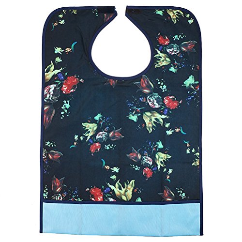 ROSENICE Busbane francesi adulte abbigliamento protezioni tasca impermeabile Bavaglino grembiule lavabile con mollica Catcher(Floral)