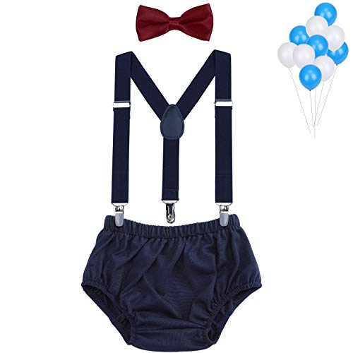 WELROG Ragazzi Vestito Smash Cake - Bretelle a Y regolabili/Bretelle e Papillon