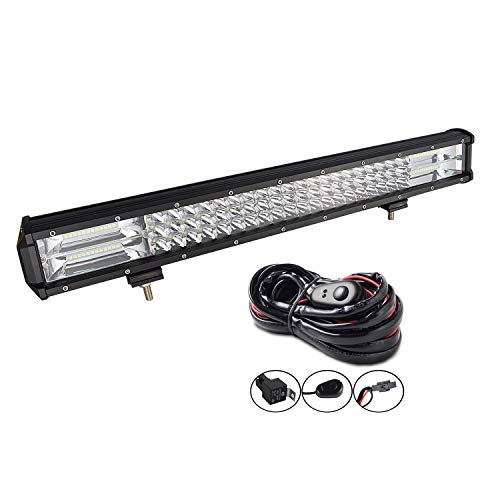 AUXTINGS Barra luminosa a LED da 50,8 cm, 288W tripla fila di faretti, luce da lavoro impermeabile con cablaggio per camion SUV ATV UTV barca