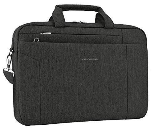 KROSER Laptop Ventiquattrore Borsa per PC Portatile da 15,6 Pollici e Tablet Borsa per Laptop per Donne e Uomo Messenger Spalla Borsa Tracolla da Viaggio Borsa e Messenger Nero Carbone