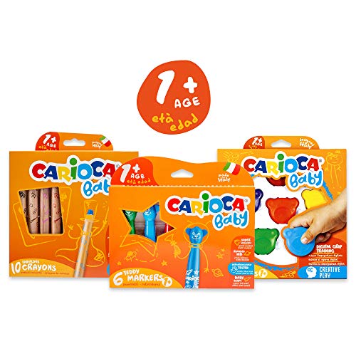 Carioca Set Baby 1+ | Set Colori con Pennarelli Super Lavabili, Pastelli a Cera Colorati e Matitoni per Bambini dai 12 Mesi, 22 Pezzi
