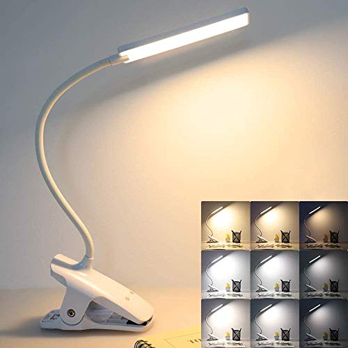 Lampada da lettura, 24 LED, lampada da lettura, ricaricabile, lampada LED da ufficio, 3 modalità di temperatura di colore e 3 livelli di luminosità
