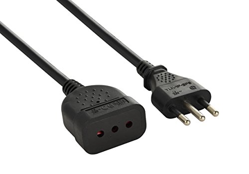 Electraline 46119 Prolunga 3 mt spina e presa piccola 10A, nero-sezione cavo 3G1 mm