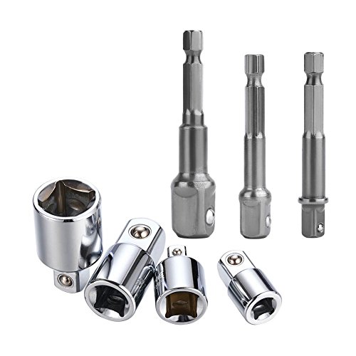 3Pcs 1/4 Esagonale esagonale a Impulso metallico Drill Power Bit e 4Pcs Adattatore Adattatore Convertitore Adattatore Riduttore Air Impact Craftsman Adattatore Chiave Adattatore Strumenti a mano Set