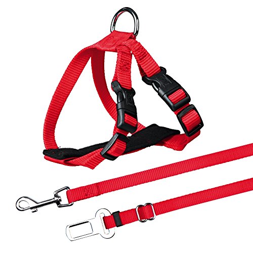 Trixie Imbracatura e Cintura di Sicurezza per Gatti, 20 – 50 cm, Rosso