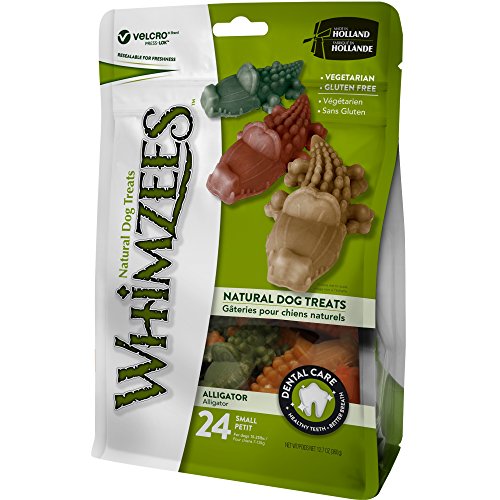 WHIMZEES Natural Dental Dog Chews Long lasting, Small Alligator, 24 Pieces